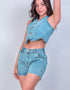 CONJUNTO DENIM SHORTS + CHALECO