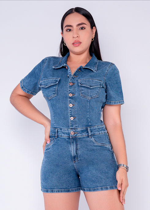 CONJUNTO ENTERIZO DENIM CHAQUETA SHORT