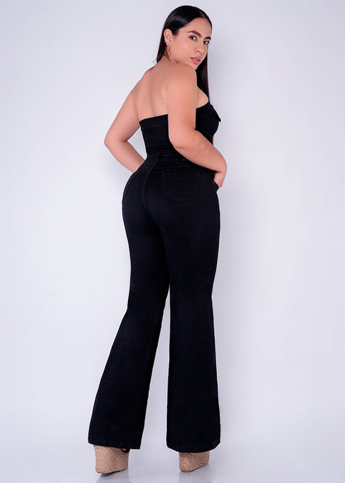 conjunto denim croptop mas pantalon