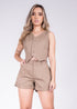 Conjunto dril short mas chaleco color camel