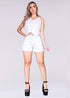 Conjunto Dril short mas chaleco color blanco crudo.