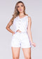 Conjunto Dril short mas chaleco color blanco crudo.