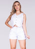 Conjunto Dril short mas chaleco color blanco crudo.