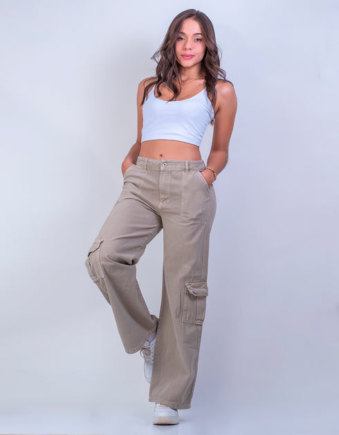 CARGO PANTS COCOA EN DRIL