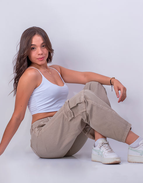 CARGO PANTS COCOA EN DRIL